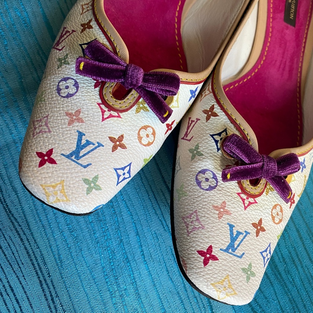 Louis Vuitton white Murakami flats pumps 37.5 - Picture 2 of 9